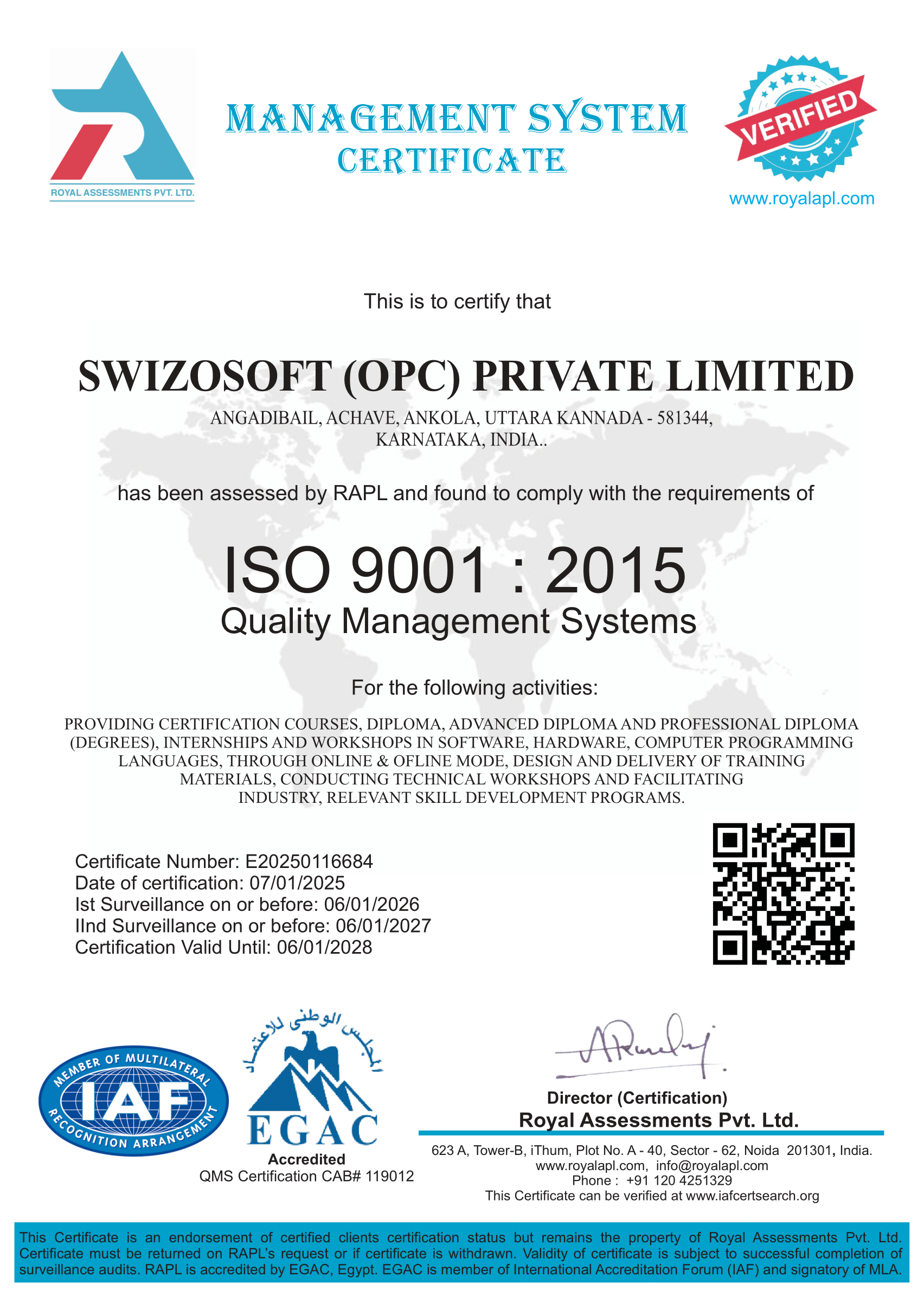 ISO 9001:2015 Certificate